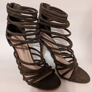 Olive green strappy heels - size 6